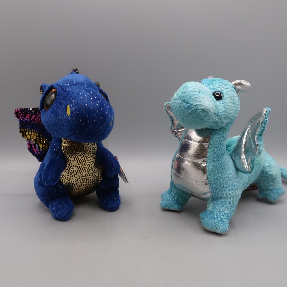 Douglas Cuddle Toys & TY Boos Blue Dragon Wings Plush Stuffed Animal Toy lot